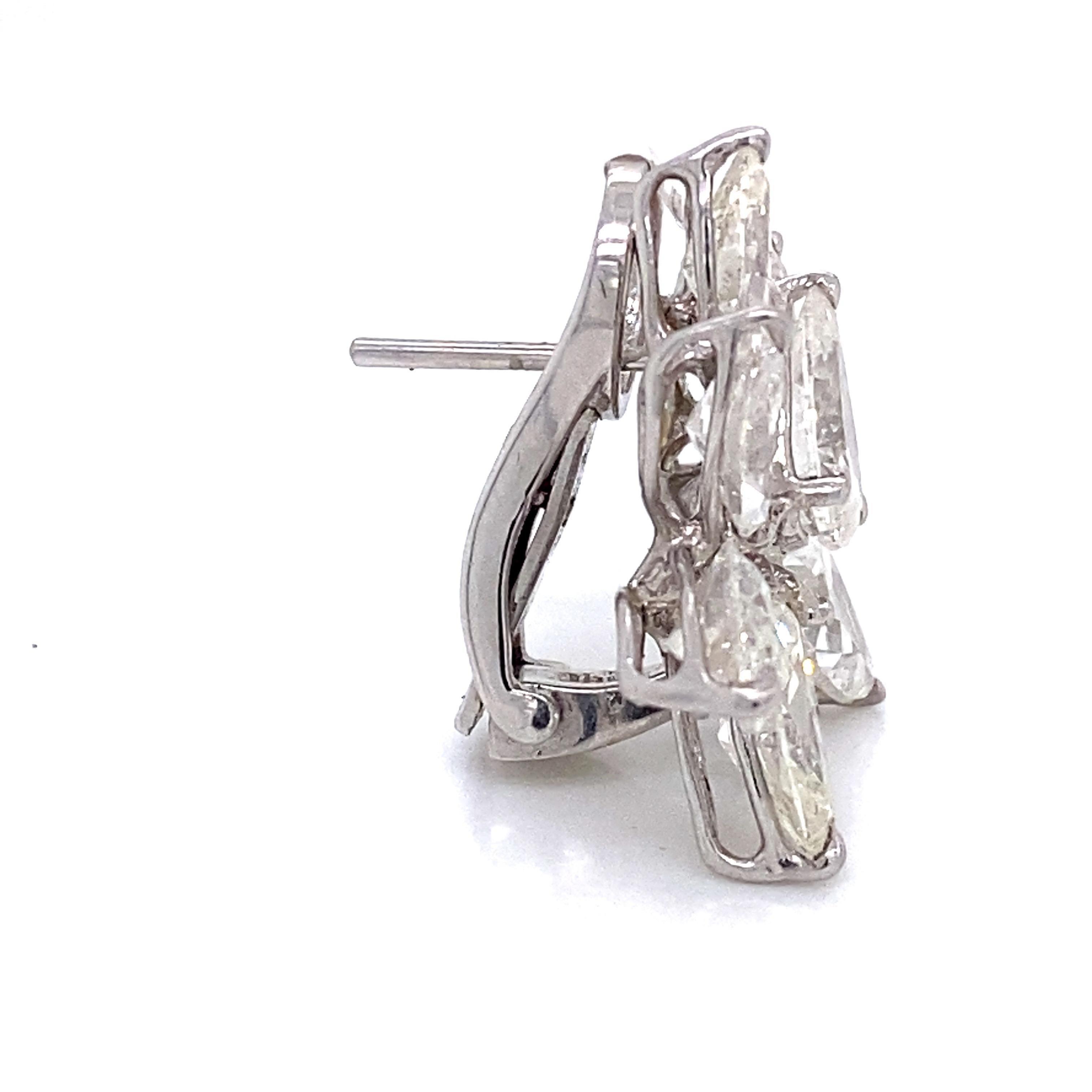 Pear Cut Emilio Jewelry GIA Certified Diamond Cluster Earrings For Sale