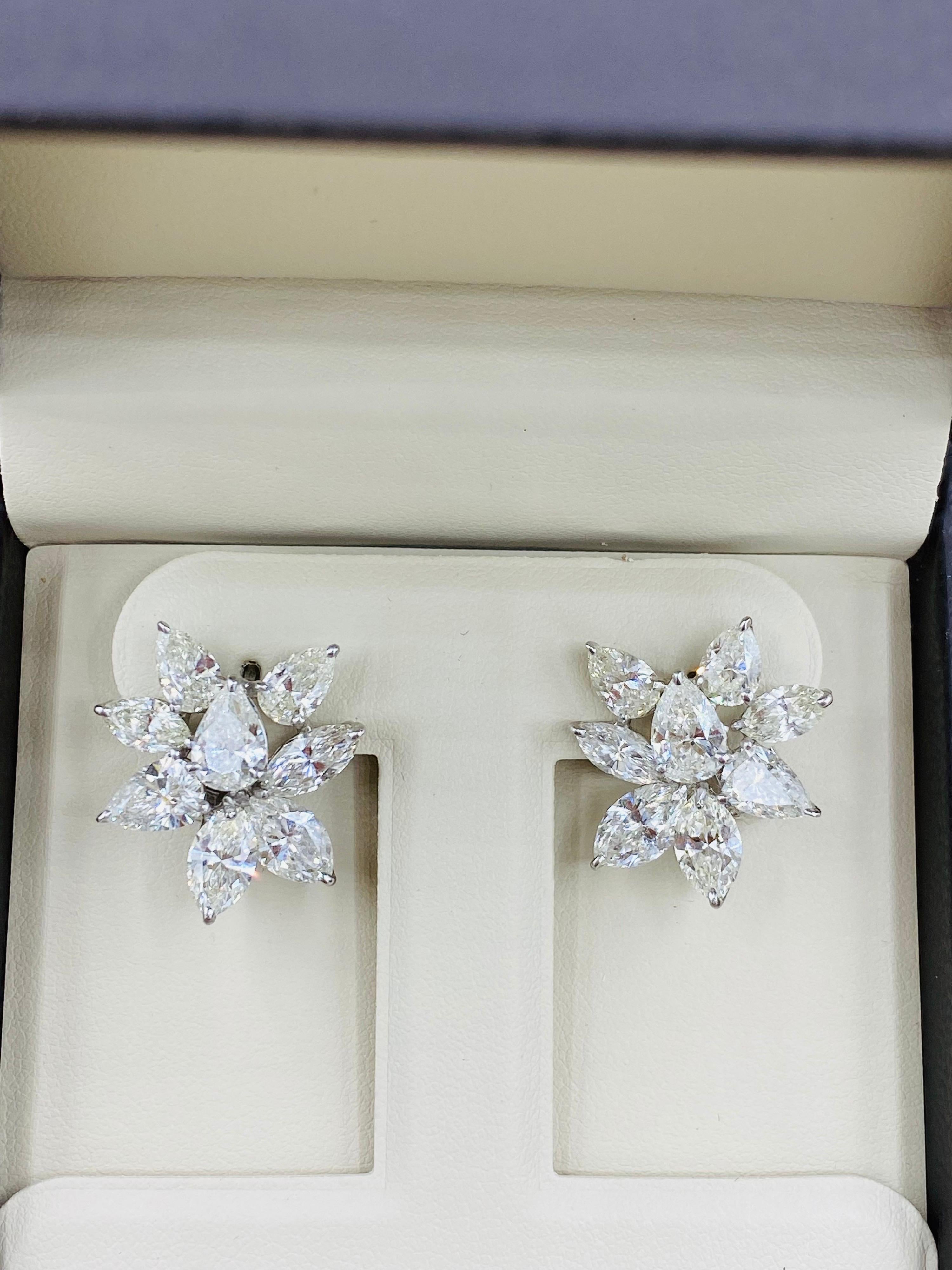 Emilio Jewelry GIA Certified Diamond Cluster Earrings For Sale 1