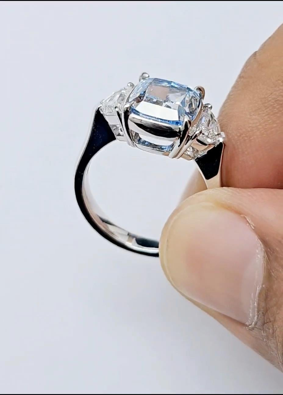 Women's or Men's Emilio Jewelry Gia Certified Fancy Blue Diamond Ring  For Sale