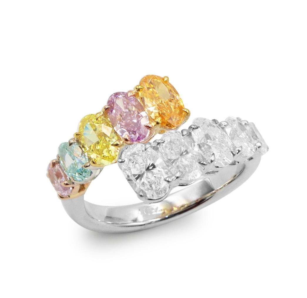 Oval Cut Emilio Jewelry Gia Certified Fancy Color Diamond Band For Sale