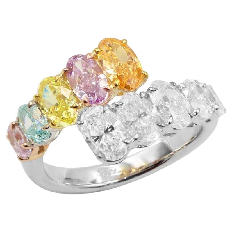 Emilio Jewelry Gia Certified Fancy Color Diamond Band For Sale