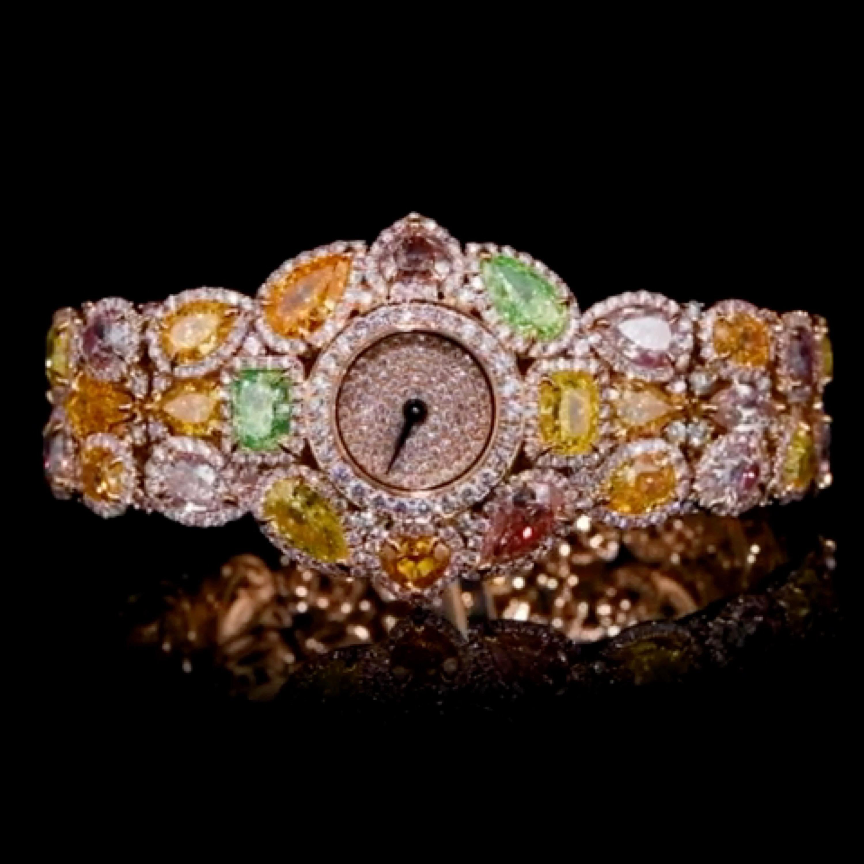 Emilio Jewelry Gia zertifizierte farbige Diamantuhr  im Zustand „Neu“ im Angebot in New York, NY