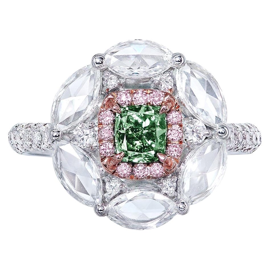 Emilio Jewelry, bague en diamant vert foncé fantaisie certifié GIA