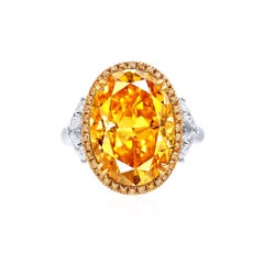 Emilio Jewelry GIA Certified Fancy Deep Orange Yellow Diamond Ring