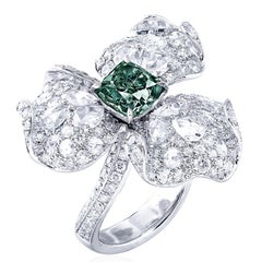 Emilio Jewelry, bague fantaisie en diamant vert pur profond certifié GIA