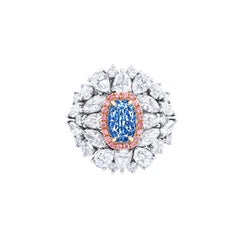 Emilio Jewelry GIA Certified Fancy Intense Blue Diamond Ring