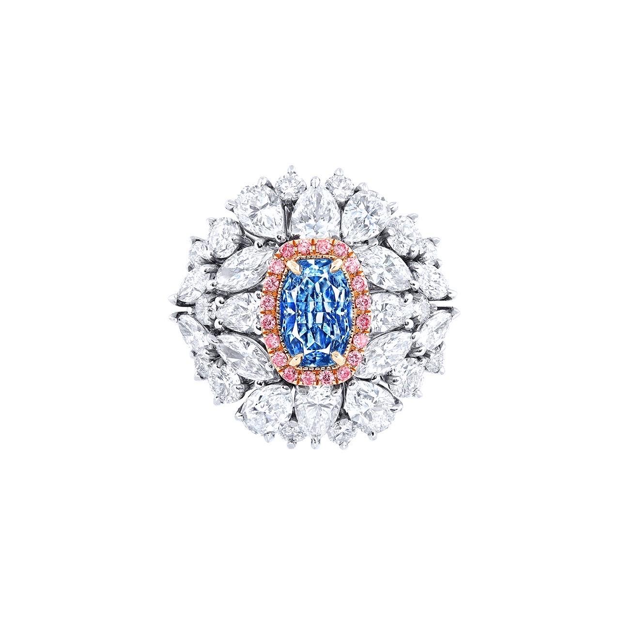 Cushion Cut Emilio Jewelry GIA Certified Fancy Intense Blue Diamond Ring For Sale