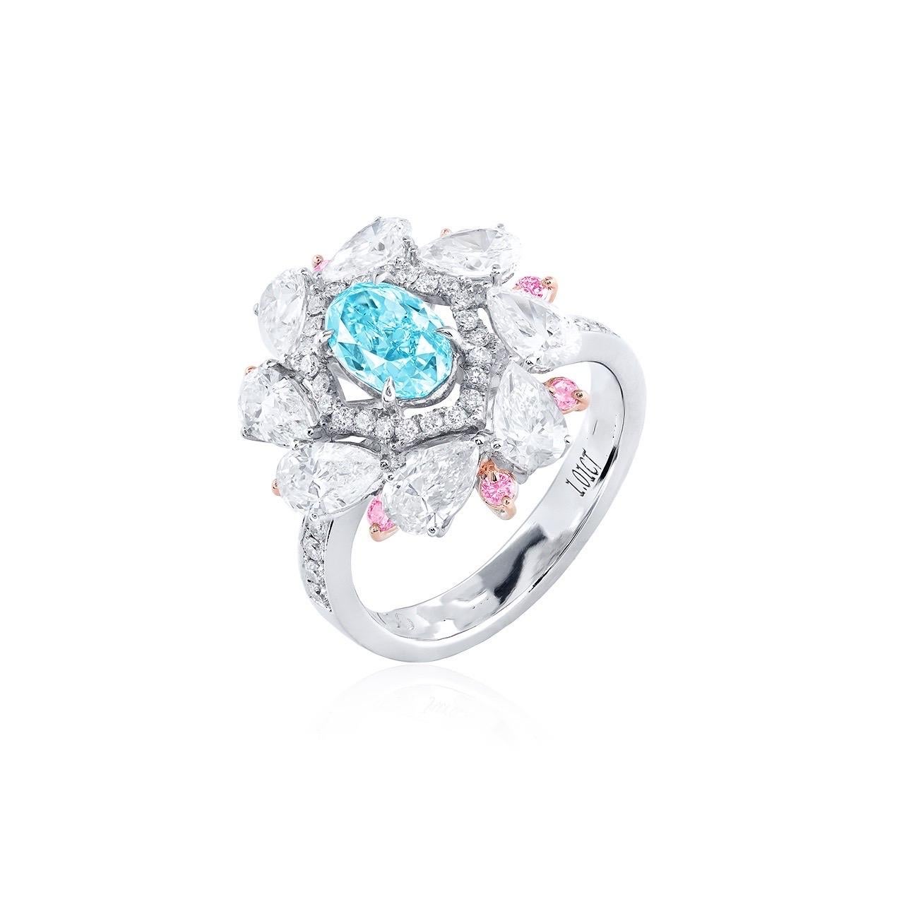 Emilio Jewelry Gia zertifizierter intensiver blauer Fancy-Diamantring  im Zustand „Neu“ im Angebot in New York, NY