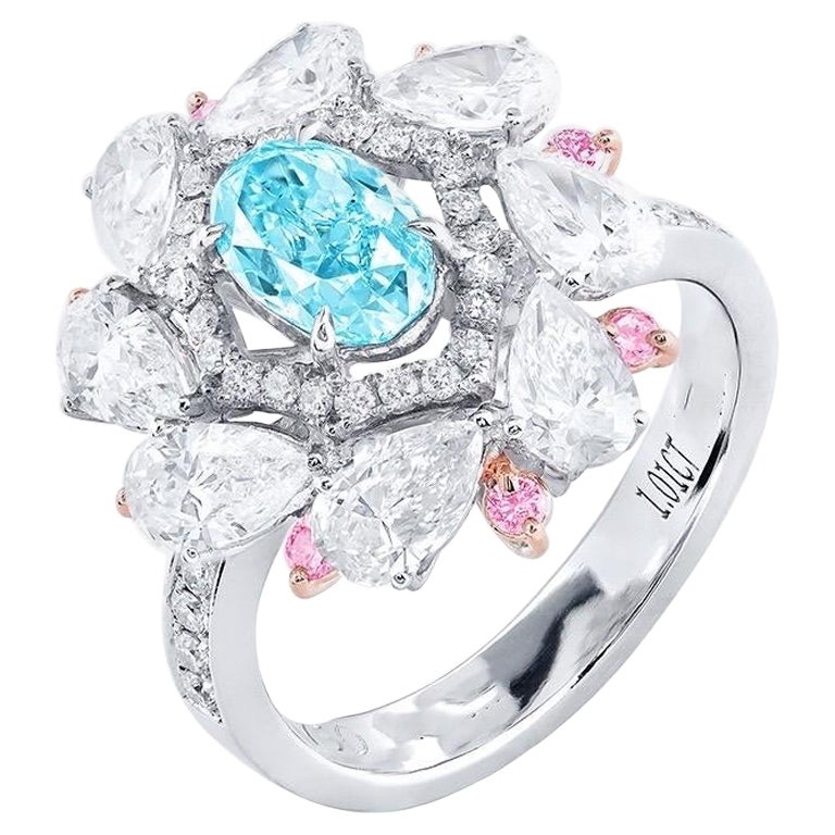 Emilio Jewelry, bague en diamant bleu intense de fantaisie certifiée Gia en vente