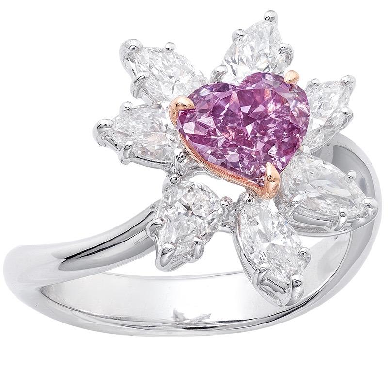 Emilio Jewelry, bague fantaisie en diamant violet intense certifié GIA Neuf - En vente à New York, NY