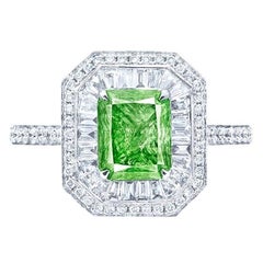Emilio Jewelry GIA Certified Fancy Intense Pure Green Diamond Ring