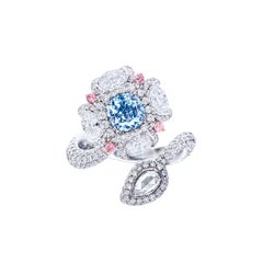 Emilio Jewelry GIA Certified Fancy Light Blue Diamond Ring