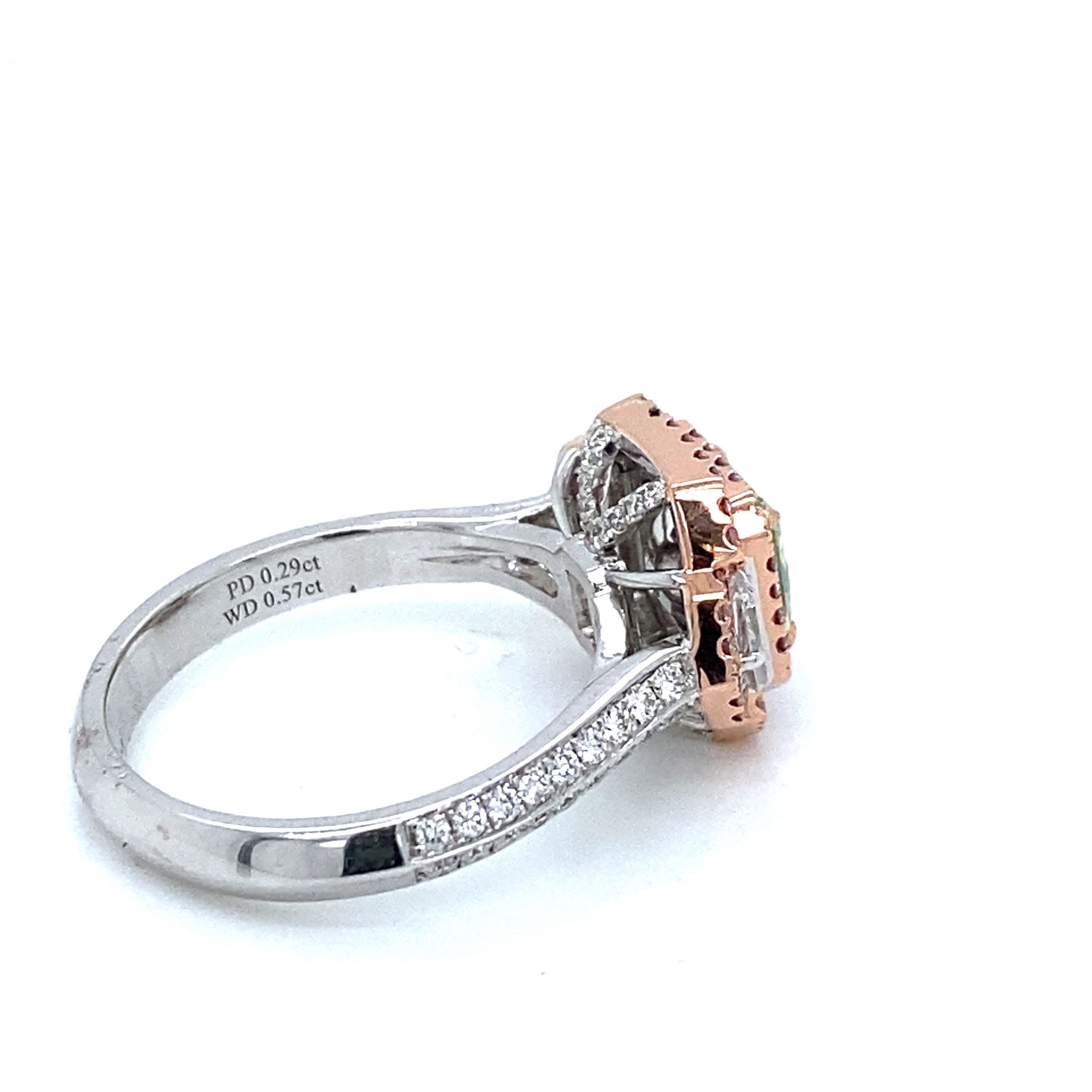 Emilio Jewelry Gia zertifizierter hellbraun-grüner Fancy-Diamant (Kissenschliff)