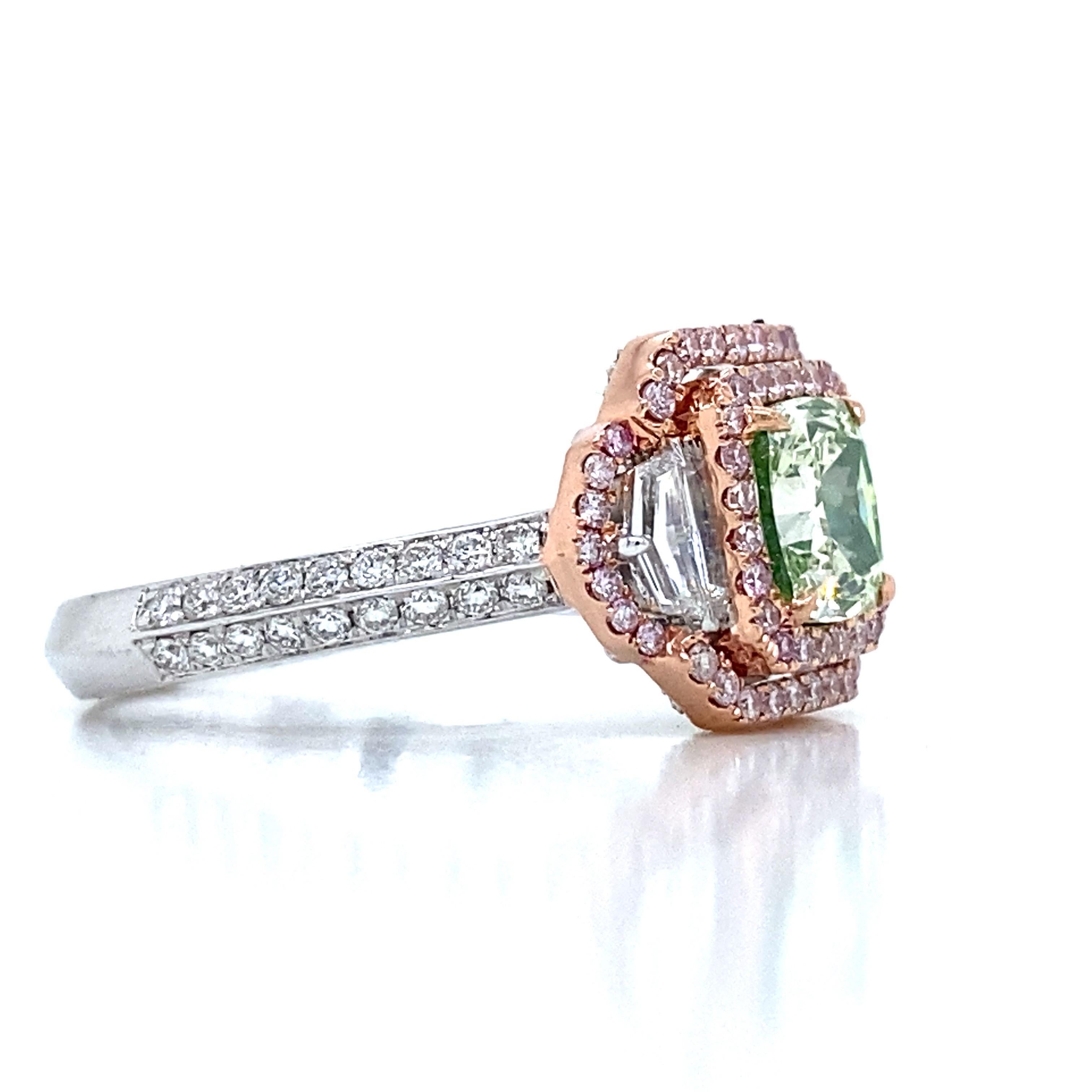 Emilio Jewelry Gia zertifizierter hellbraun-grüner Fancy-Diamant im Zustand „Neu“ in New York, NY