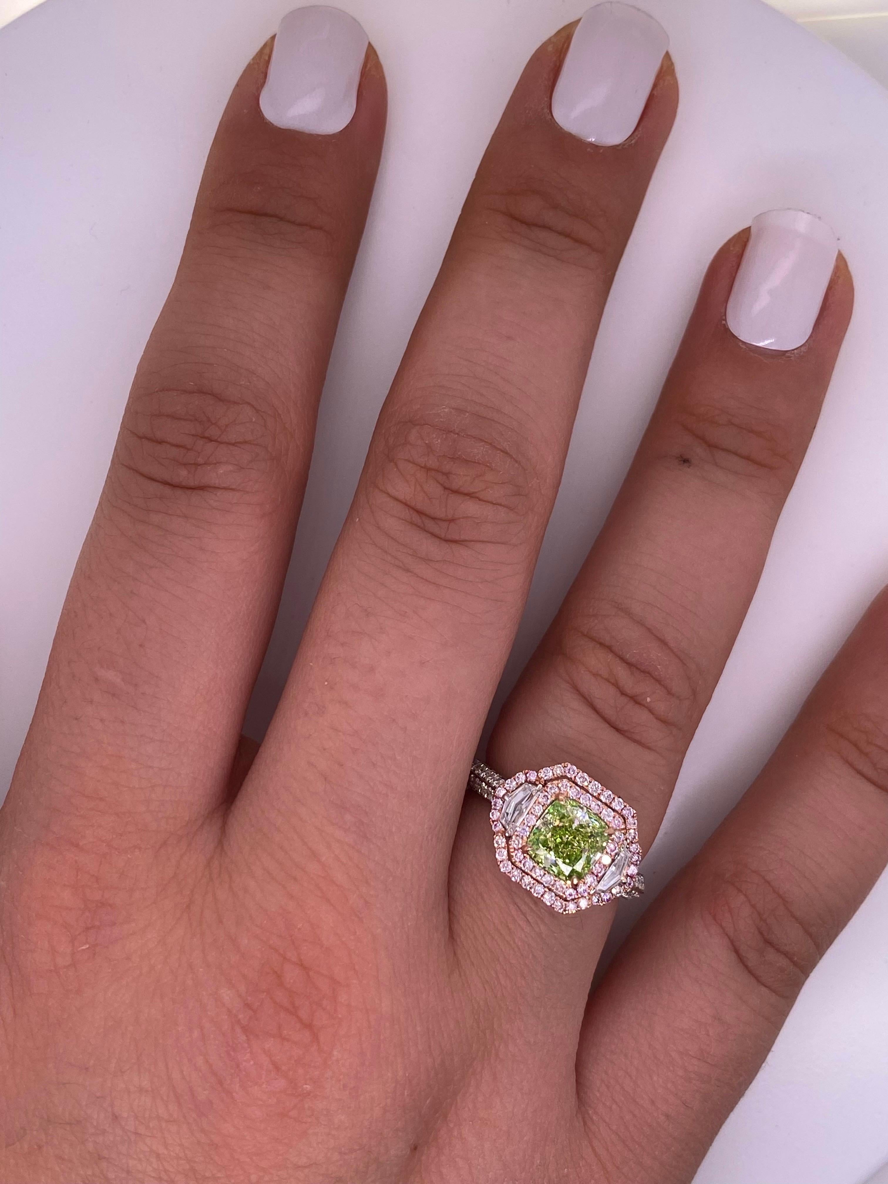 Emilio Jewelry Gia zertifizierter hellbraun-grüner Fancy-Diamant 1