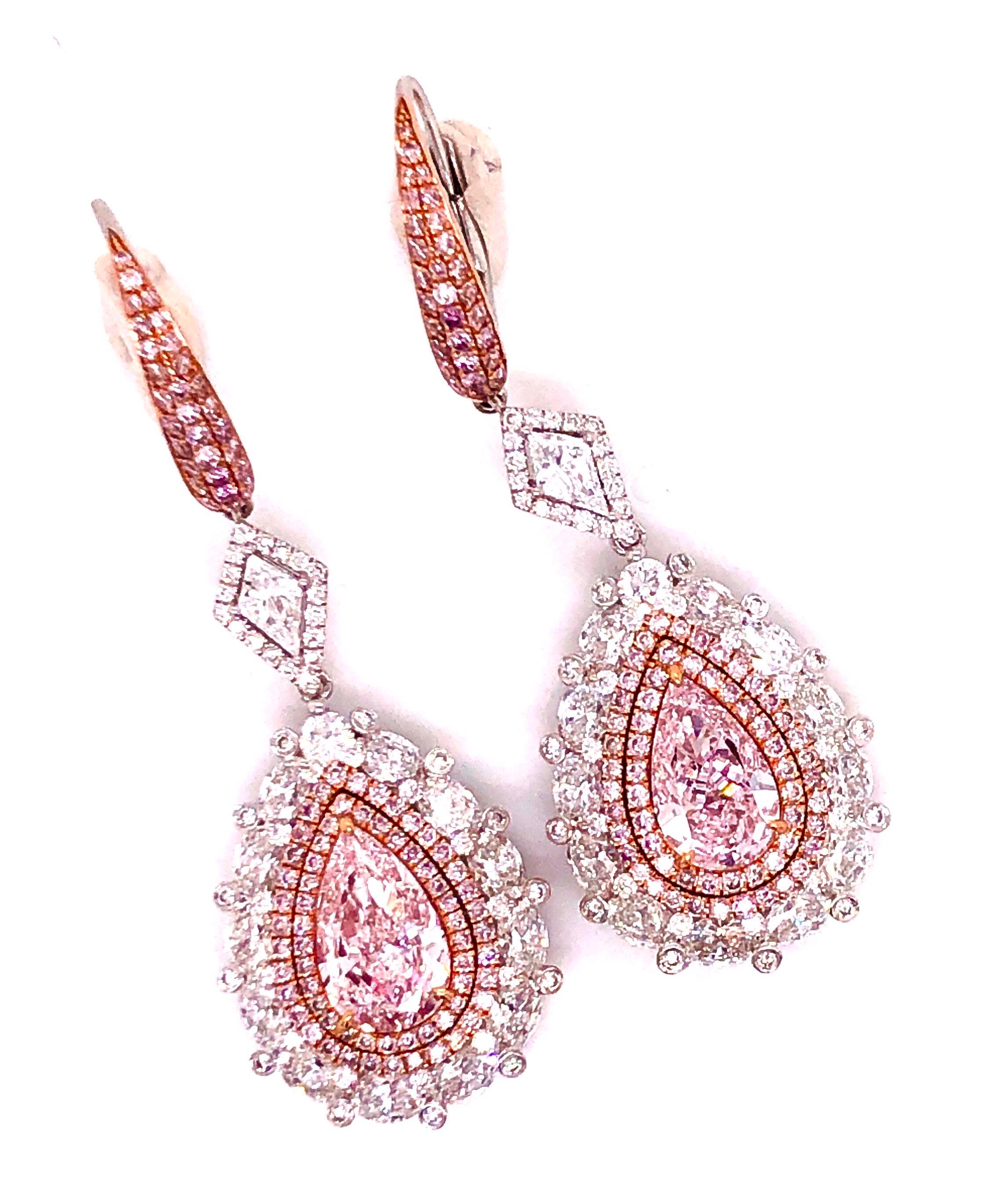 Emilio Jewelry GIA-zertifizierte Fancy Pink Diamant-Ohrringe (Tropfenschliff) im Angebot