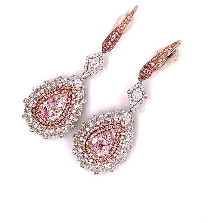 Emilio Jewelry GIA Certified Fancy Pink Diamond Earrings For Sale at ...