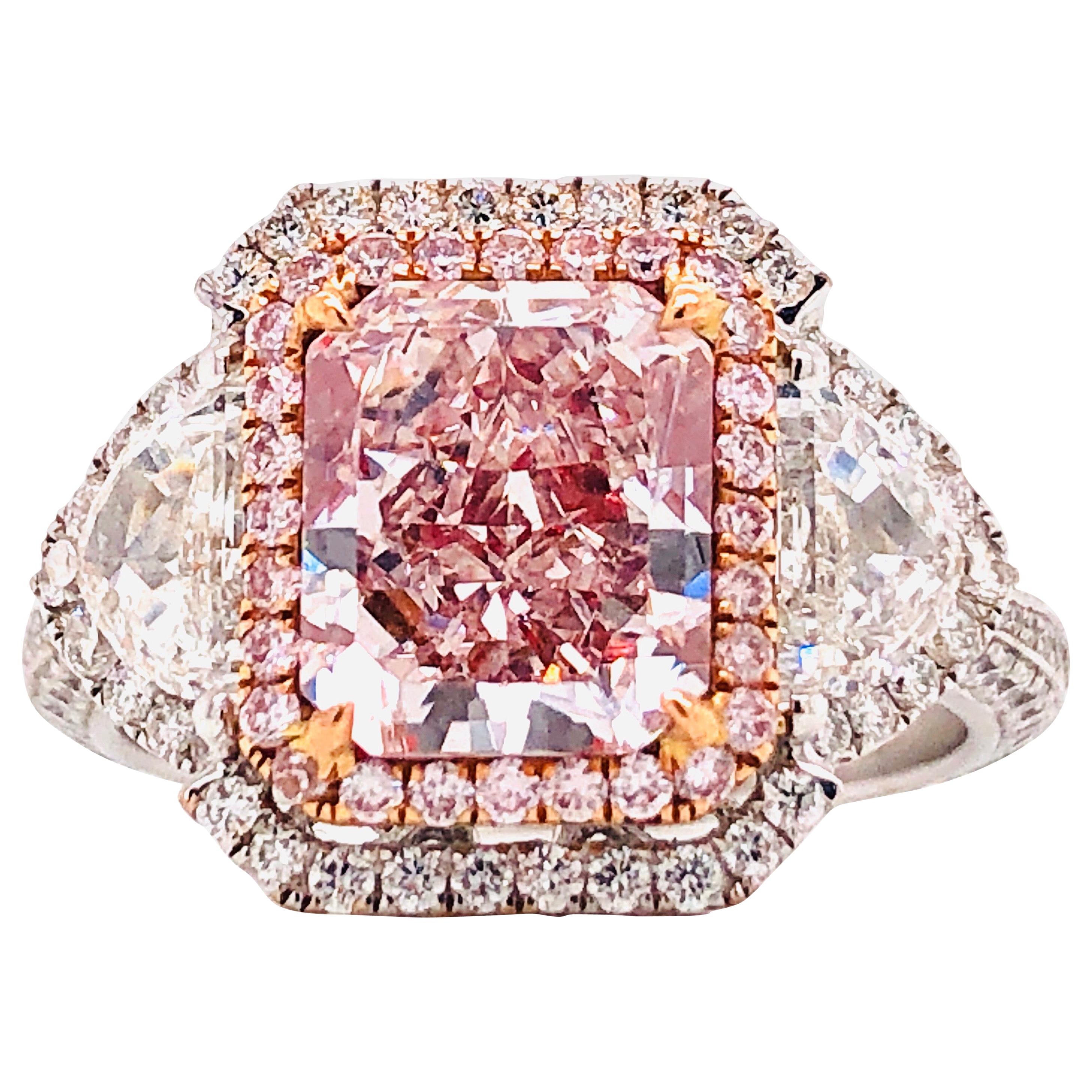 Emilio Jewelry GIA Certified 3.00 Carat Fancy Light Pink Diamond Ring