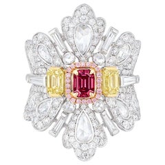 Emilio Jewelry, bague en diamant rouge fantaisie certifié GIA