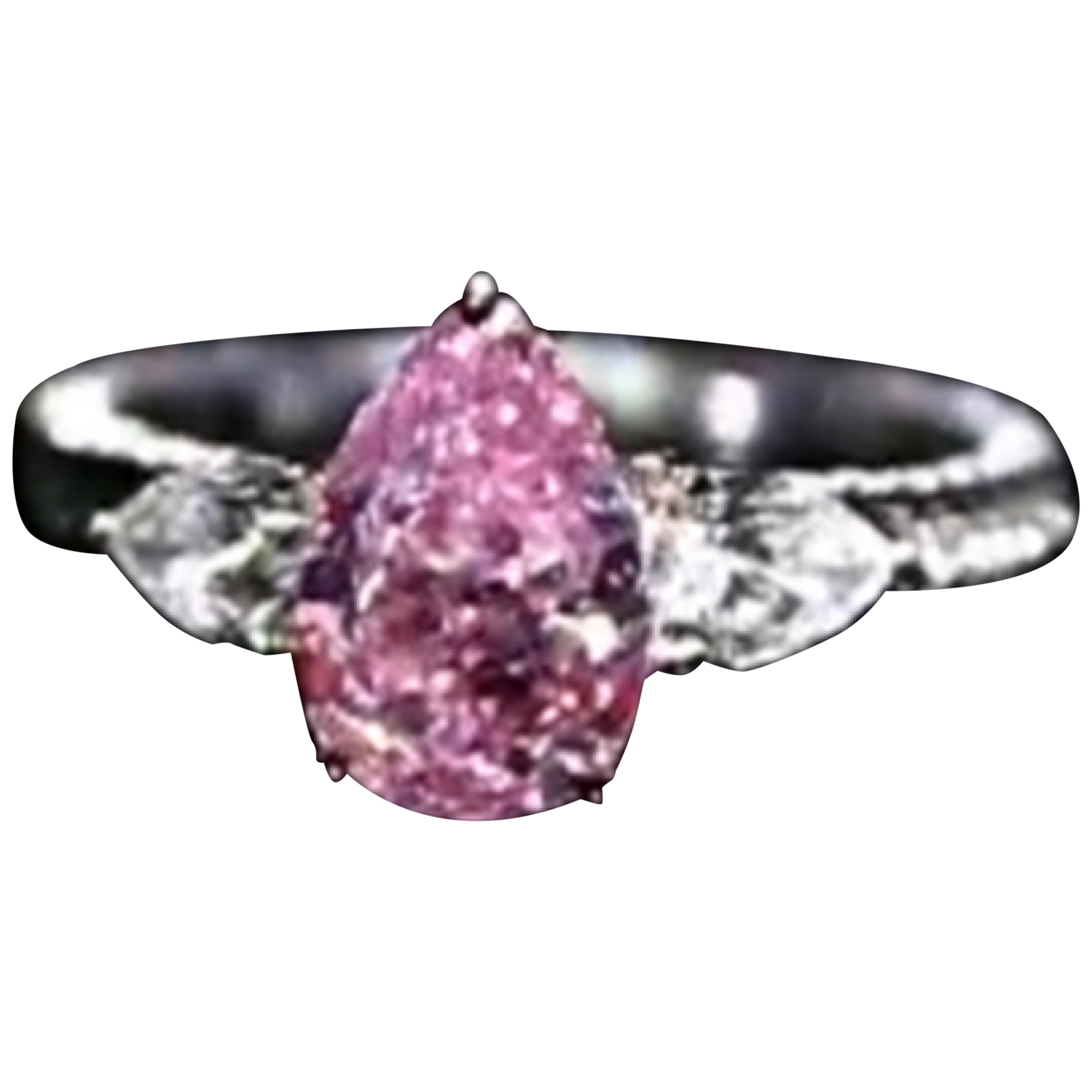 Emilio Jewelry, bague en diamant rose vif fantaisie certifié GIA en vente