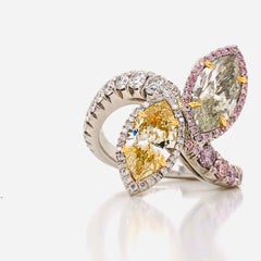 Emilio Jewelry GIA Certified Green and Yellow Diamond Ring