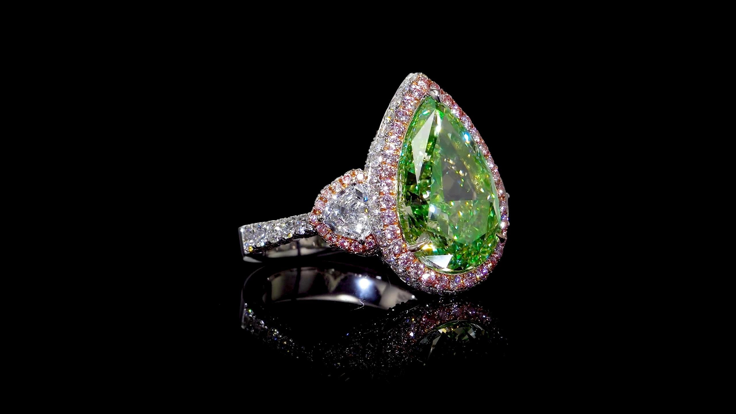 Emilio Jewelry GIA Certified Greenish Yellow Diamond Ring  In New Condition For Sale In New York, NY