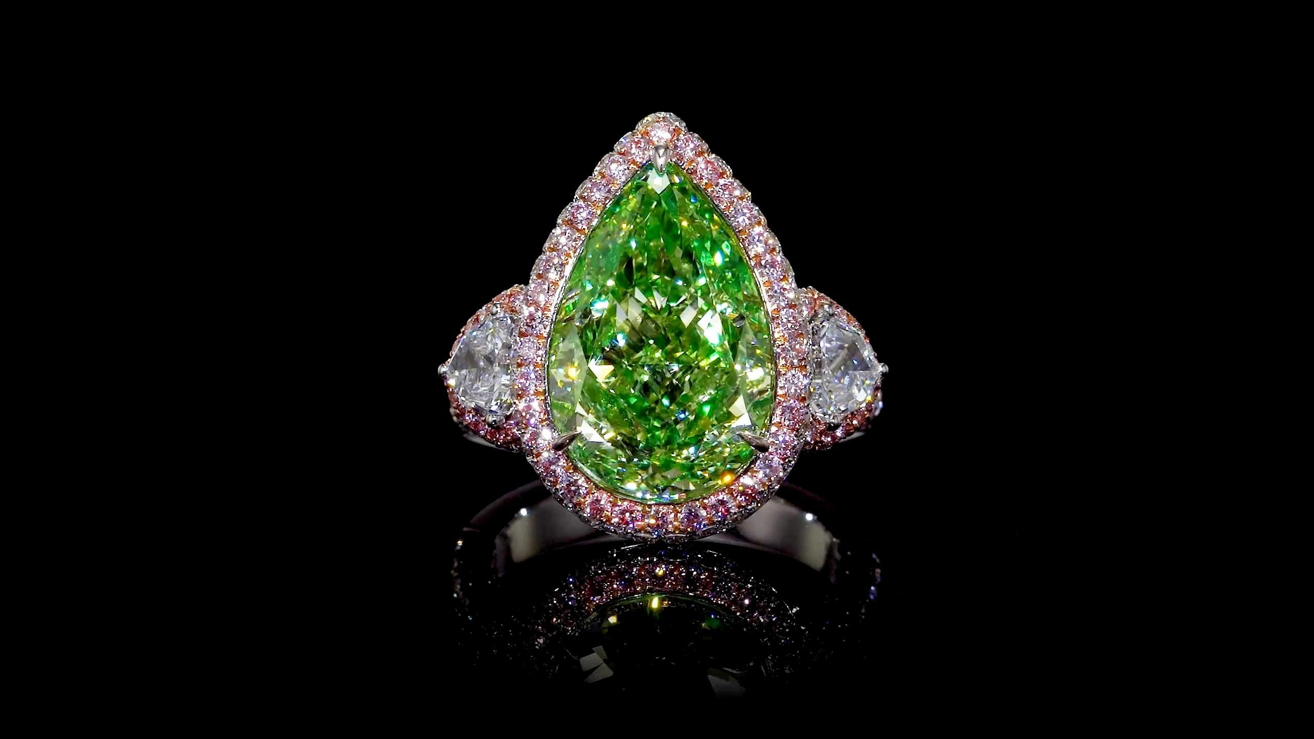Emilio Jewelry GIA-zertifizierter grün-gelber Diamantring  im Angebot 1
