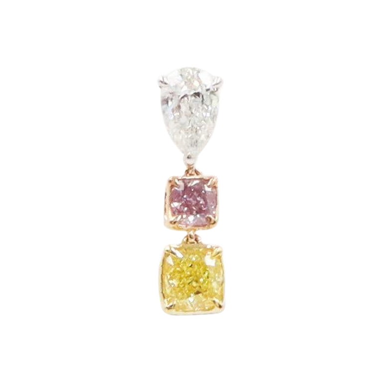 Ciondolo con diamante rosa intenso e giallo vivo certificato Gia Emilio Jewelry
