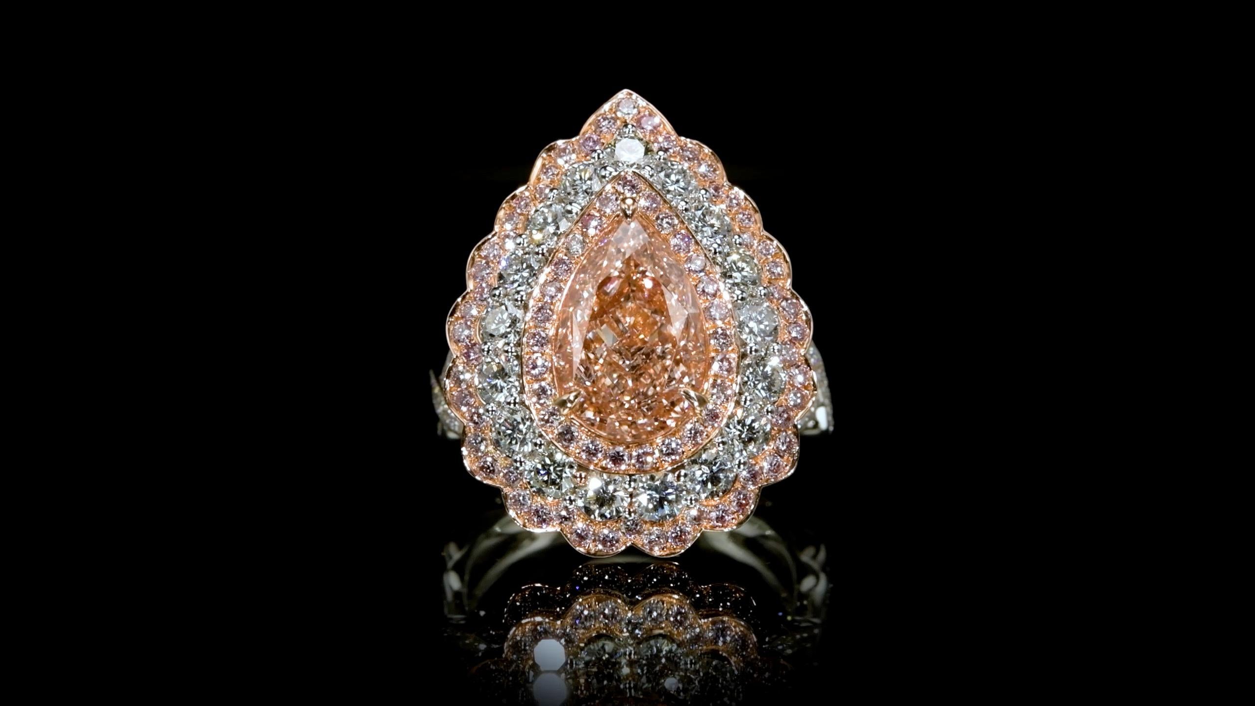 Emilio Jewelry GIA Certified Internally Flawless Pear Shape Pink Diamond Ring im Angebot 1