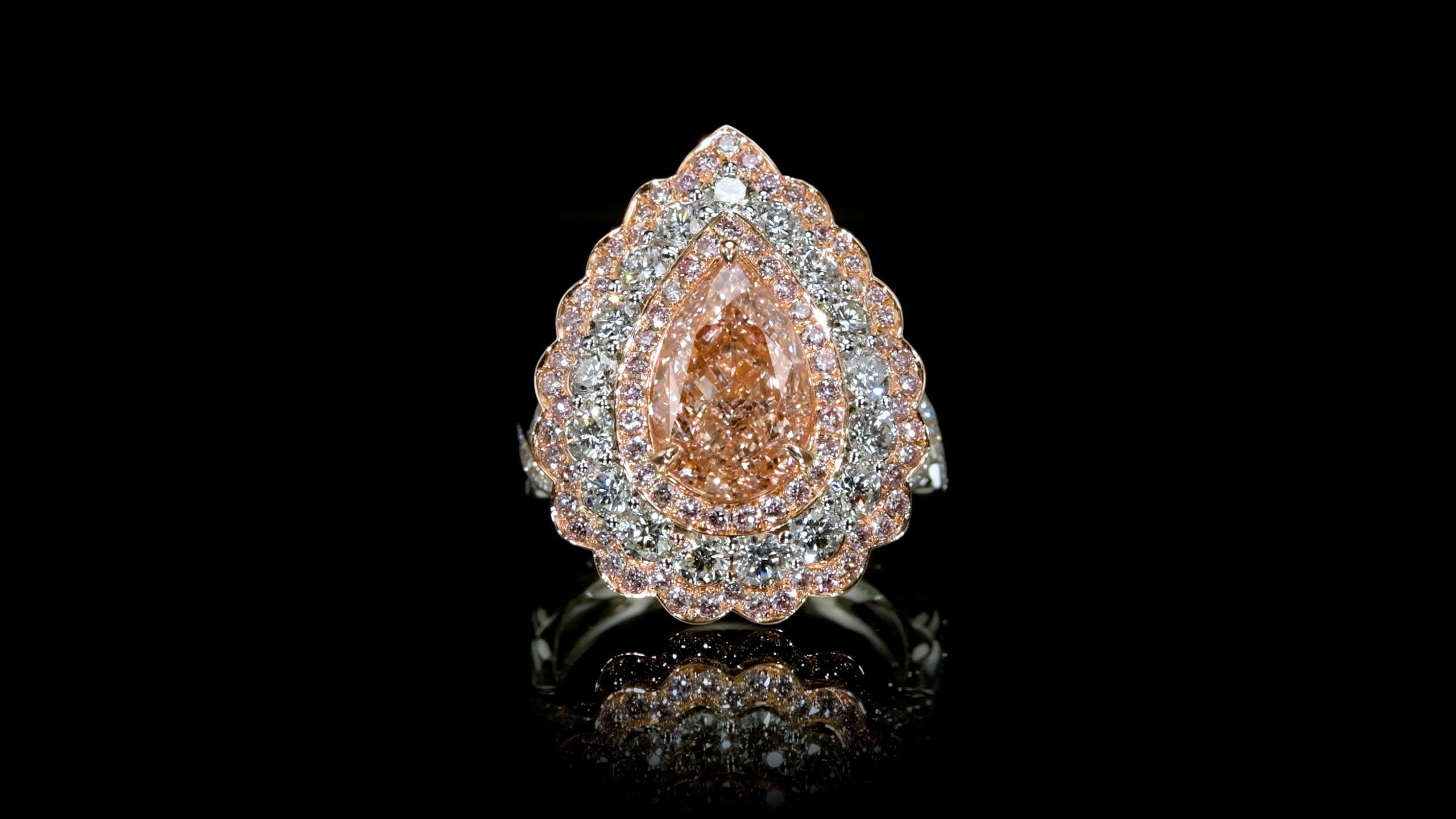 Emilio Jewelry GIA Certified Internally Flawless Pear Shape Pink Diamond Ring im Angebot 2