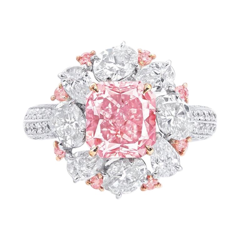 Emilio Jewelry Bague en diamant rose certifié GIA sans défaut interne en vente