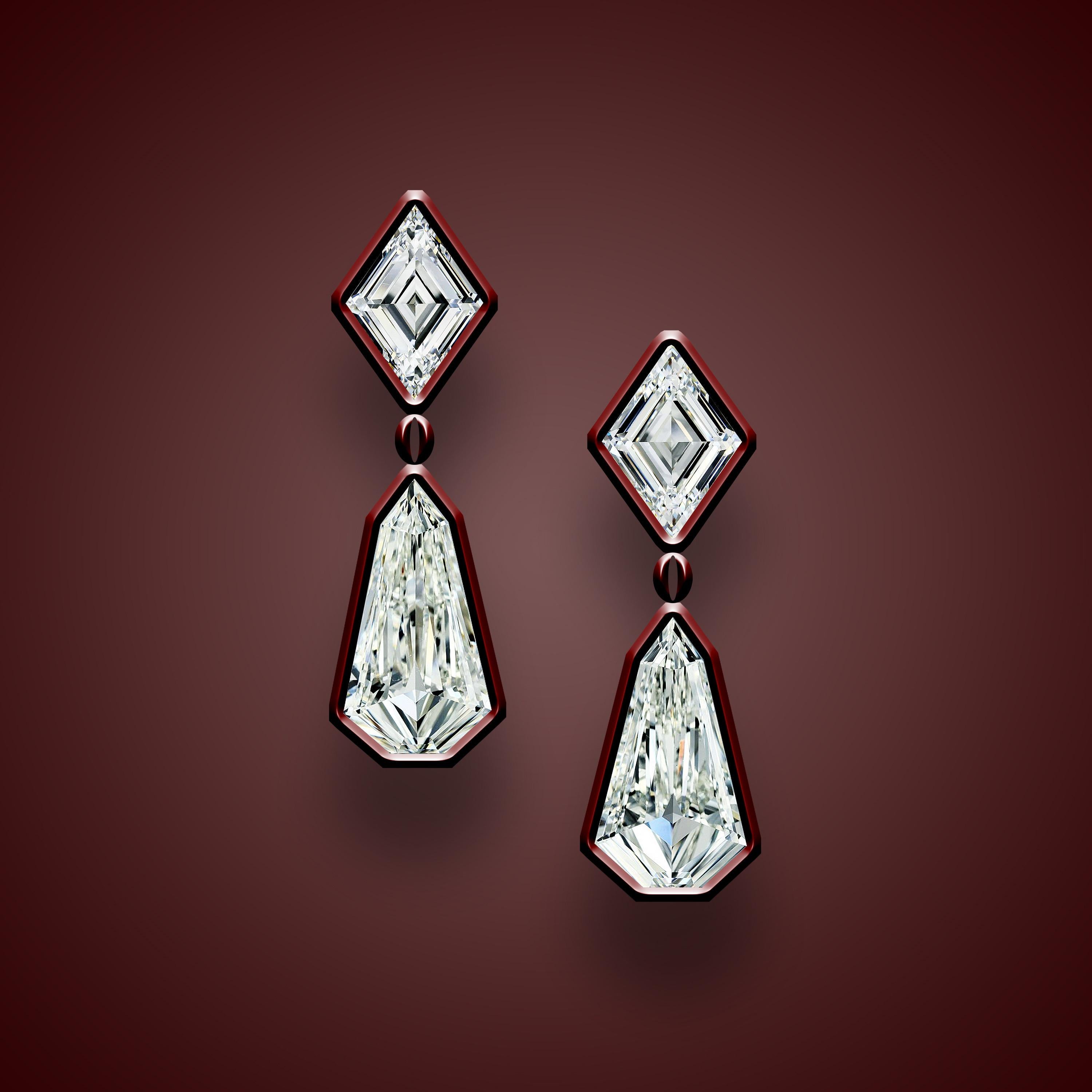 Emilio Jewelry Gia zertifizierte Kite Lozenge Diamant-Ohrringe  (Kiteschliff)