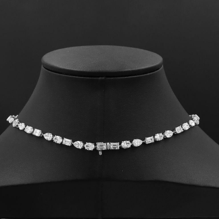 Emilio Jewelry Gia Certified Mixed Shape Diamond Necklace  In New Condition For Sale In New York, NY