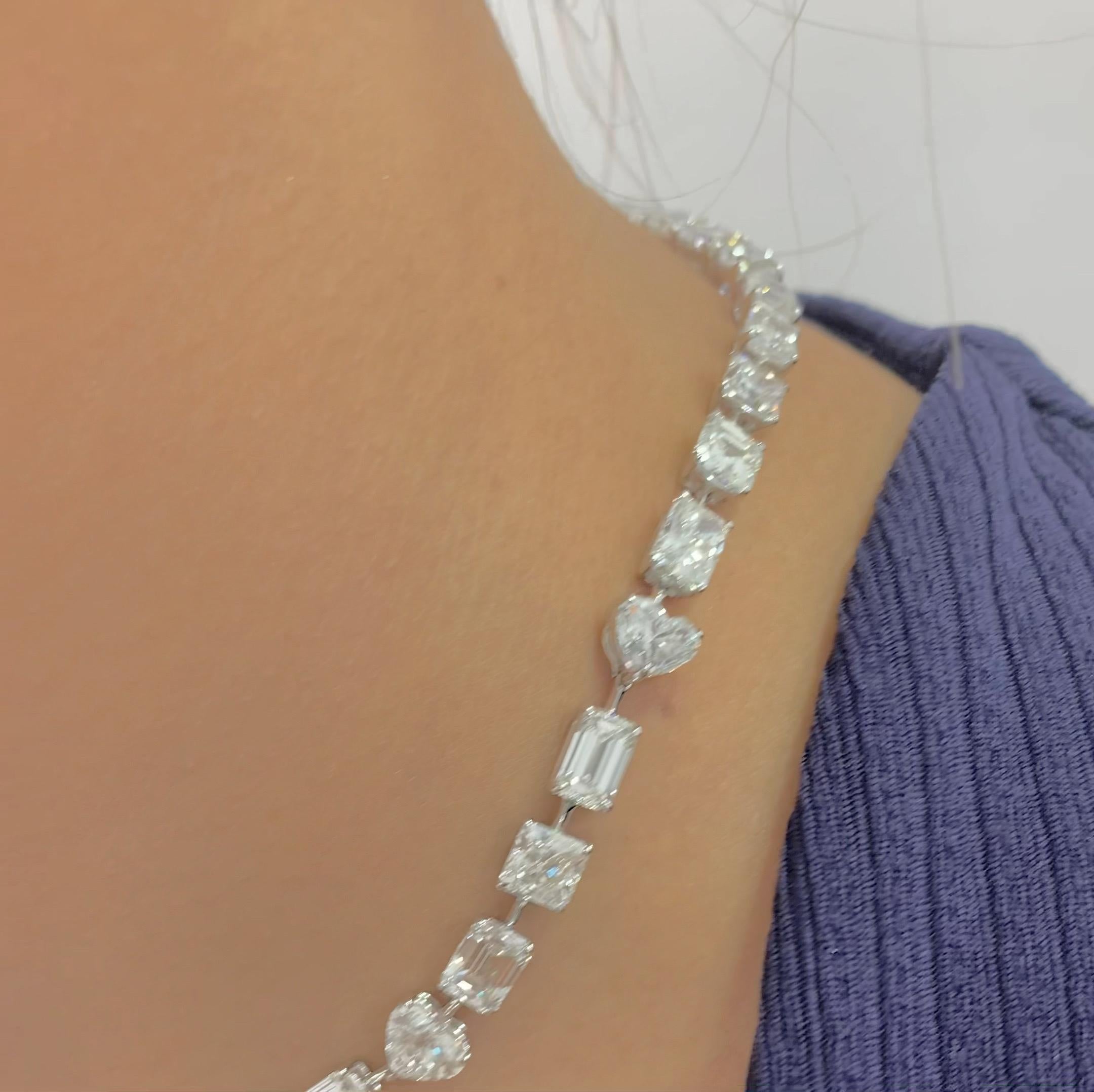 Emilio Jewelry Gia Certified Multi Shape 46.00 Carat Diamond Choker Necklace For Sale 5