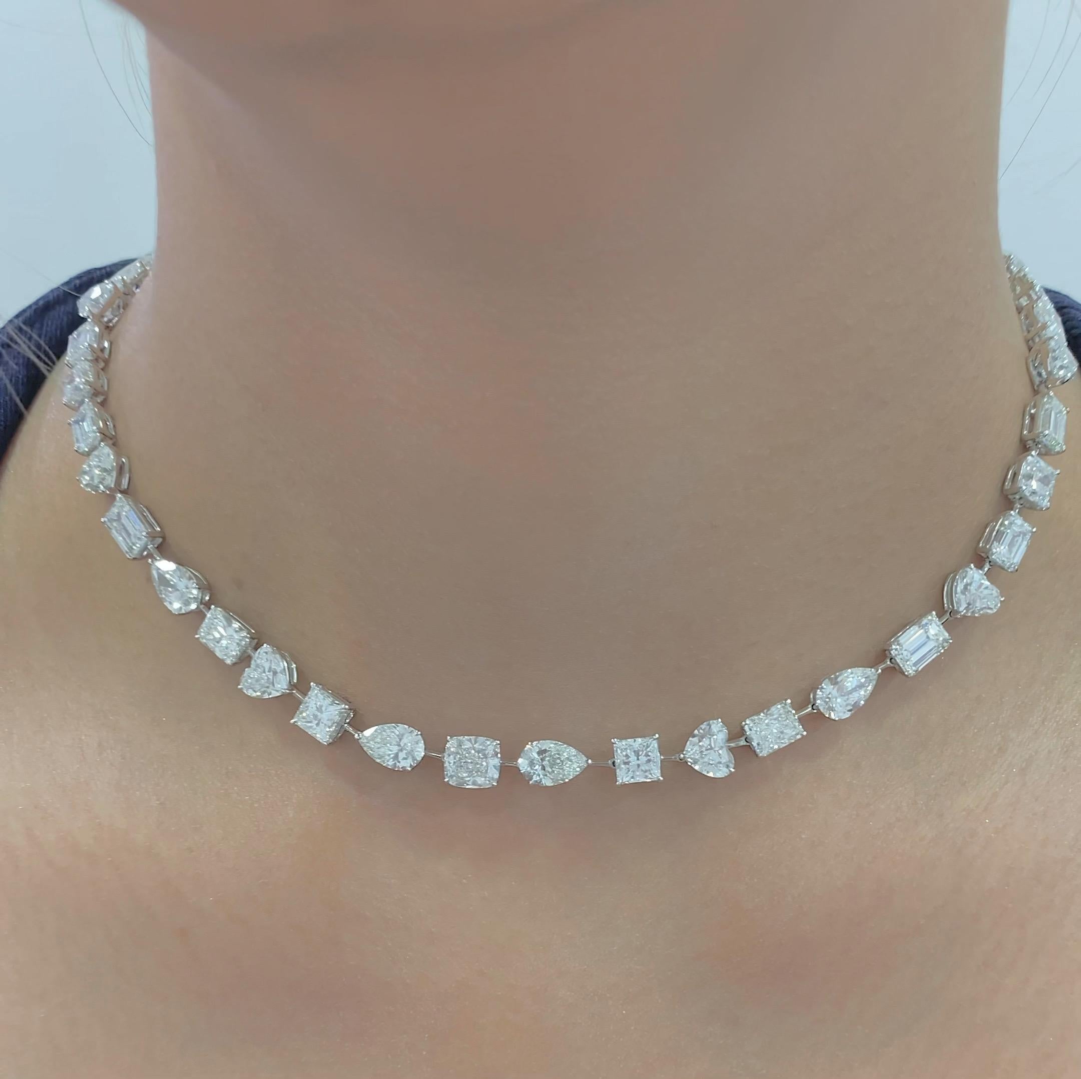 Emilio Jewelry Gia Certified Multi Shape 46.00 Carat Diamond Choker Necklace For Sale 6