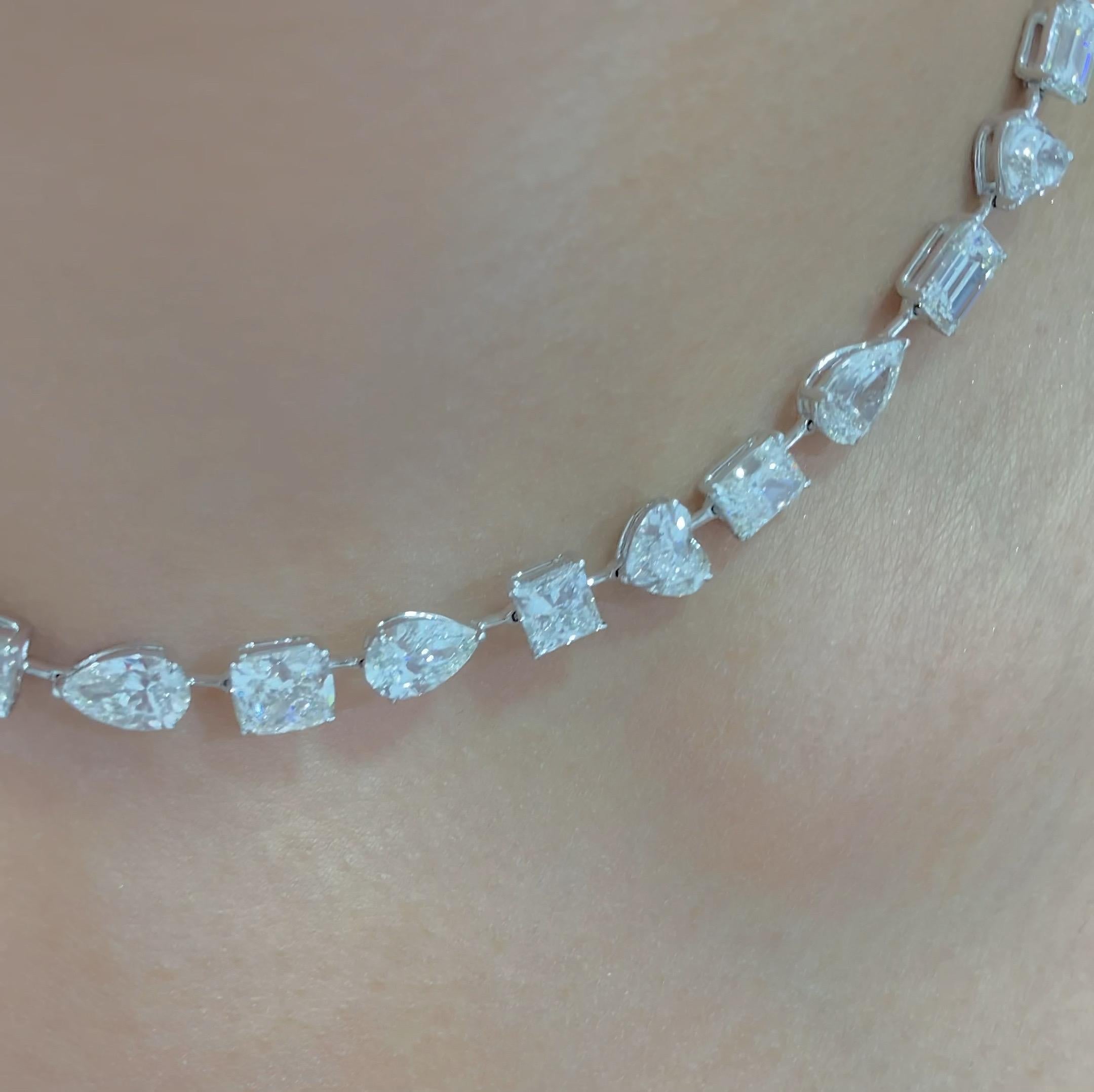 Emilio Jewelry Gia Certified Multi Shape 46.00 Carat Diamond Choker Necklace In New Condition For Sale In New York, NY
