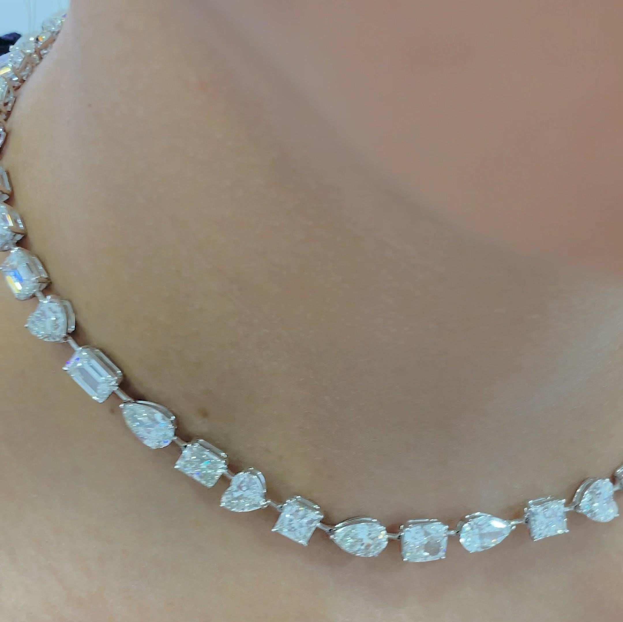 Emilio Jewelry Gia Certified Multi Shape 46.00 Carat Diamond Choker Necklace For Sale 2