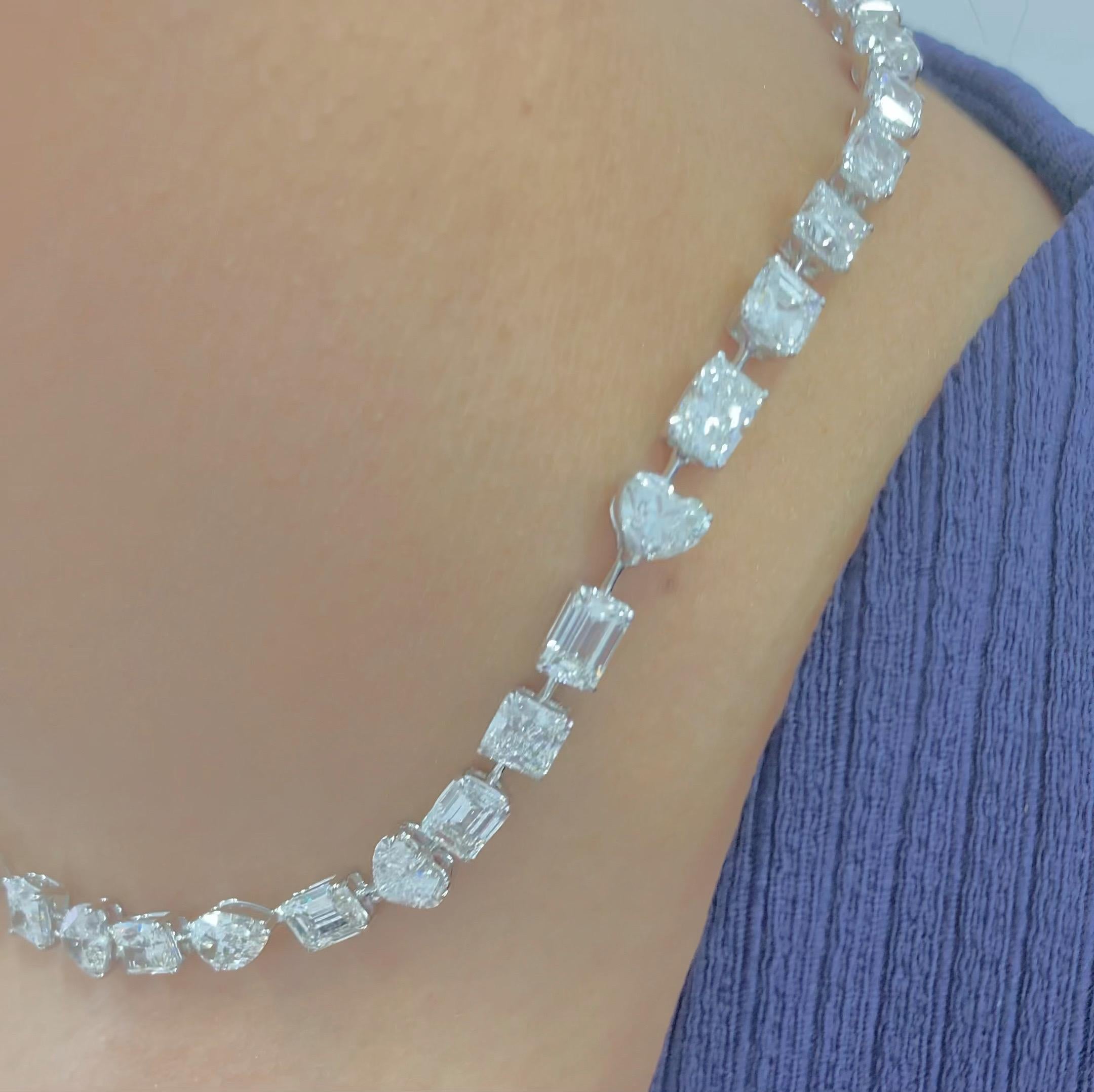 Emilio Jewelry, collier ras du cou en diamants multiformes certifiés Gia de 46,00 carats en vente 3
