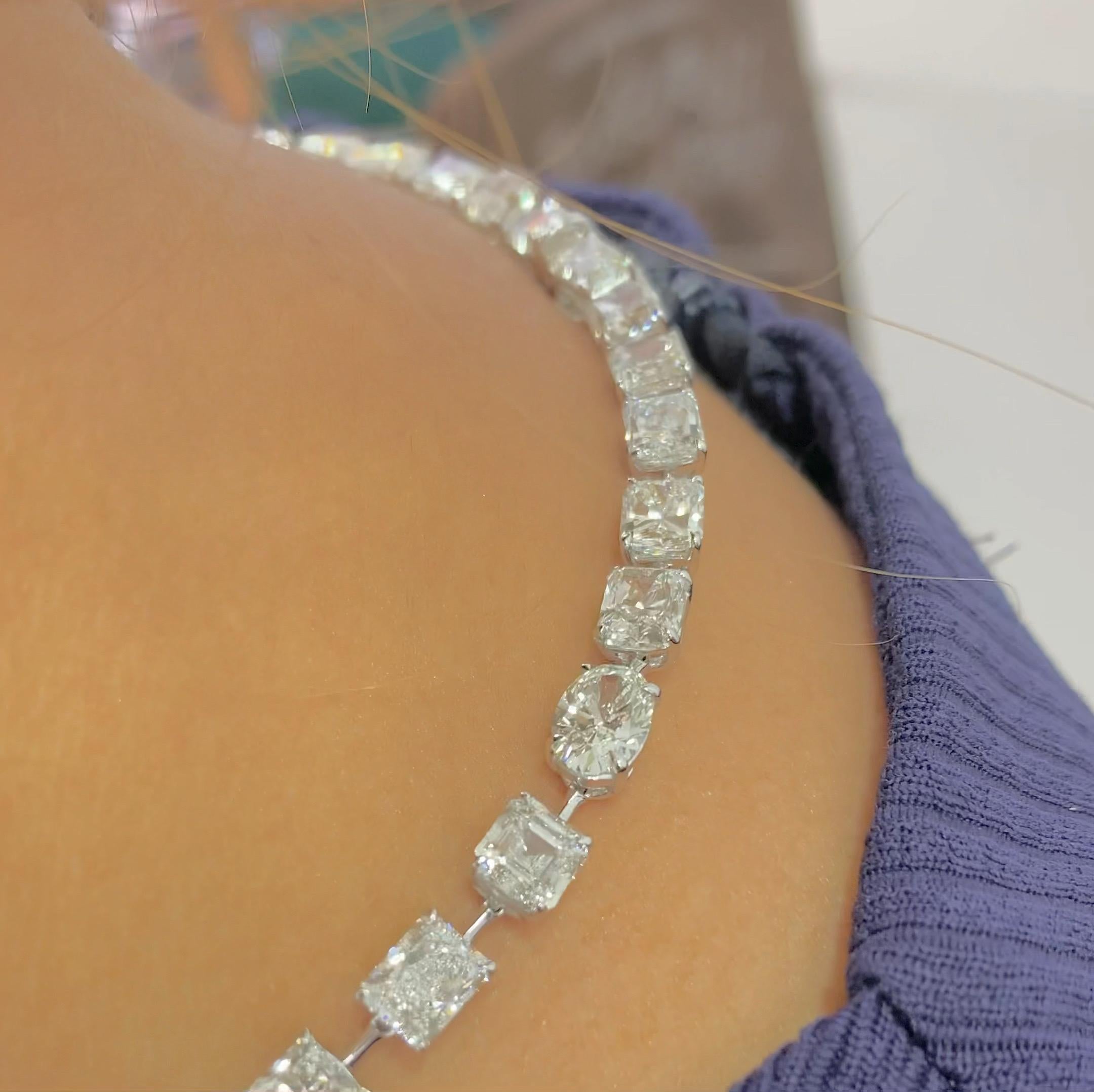 Emilio Jewelry Gia Certified Multi Shape 46.00 Carat Diamond Choker Necklace For Sale 4