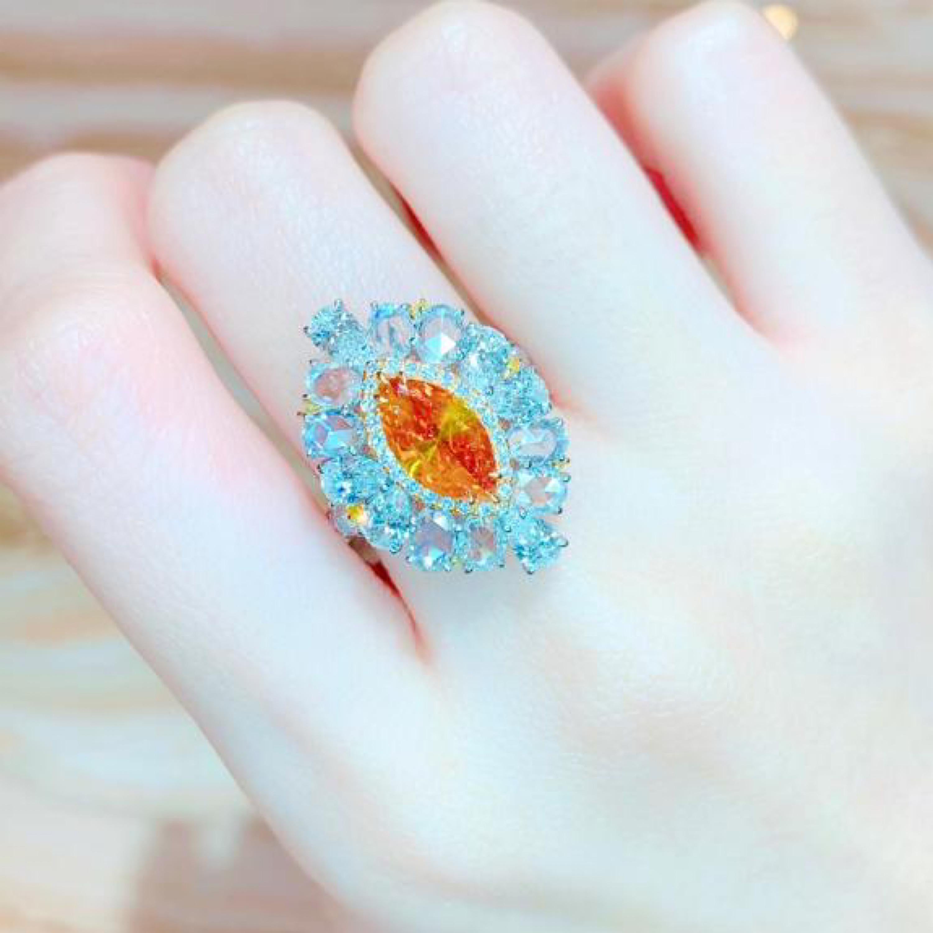 Emilio Jewelry, bague en diamant orange foncé naturel certifié GIA Unisexe en vente