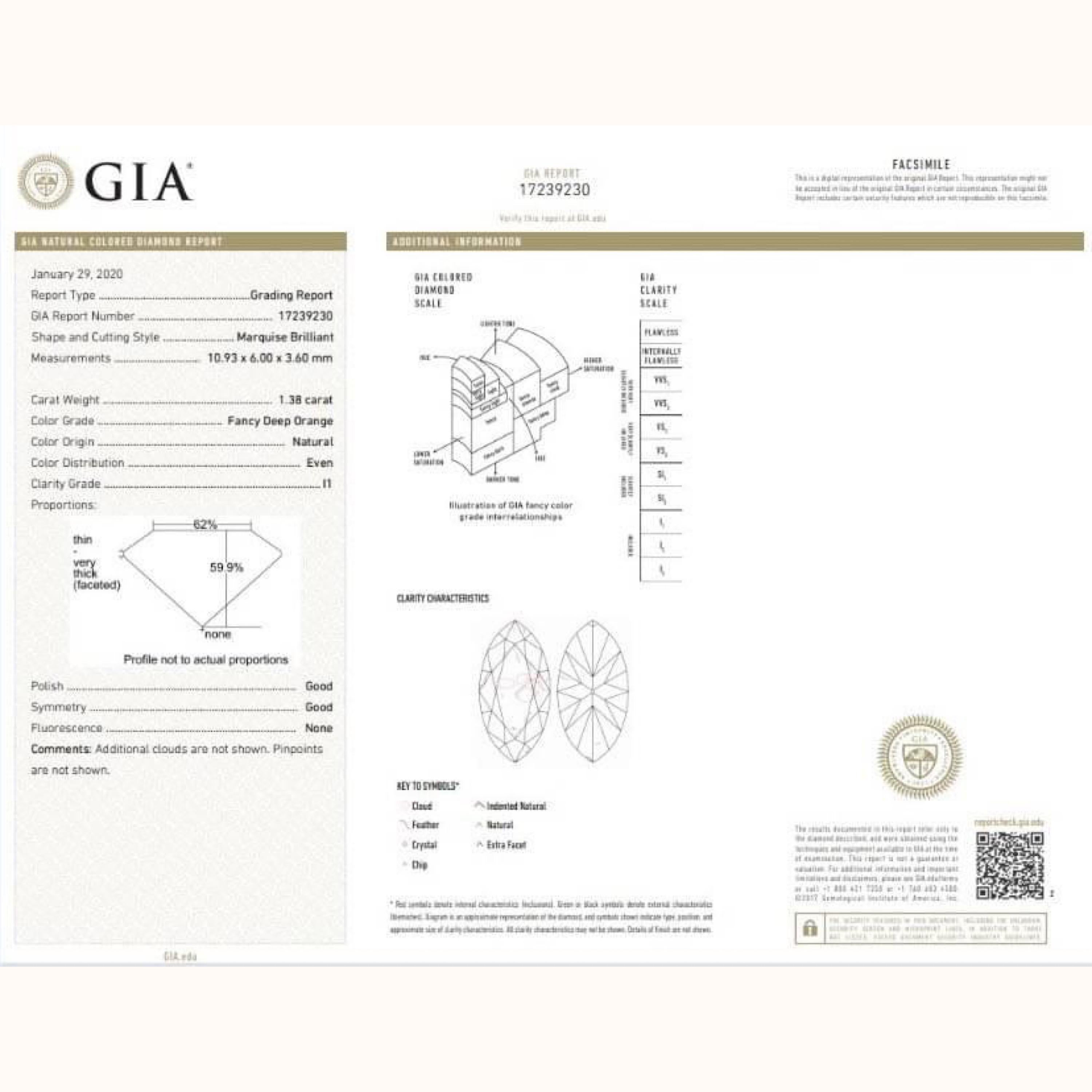 Emilio Jewelry, bague en diamant orange foncé naturel certifié GIA en vente 1