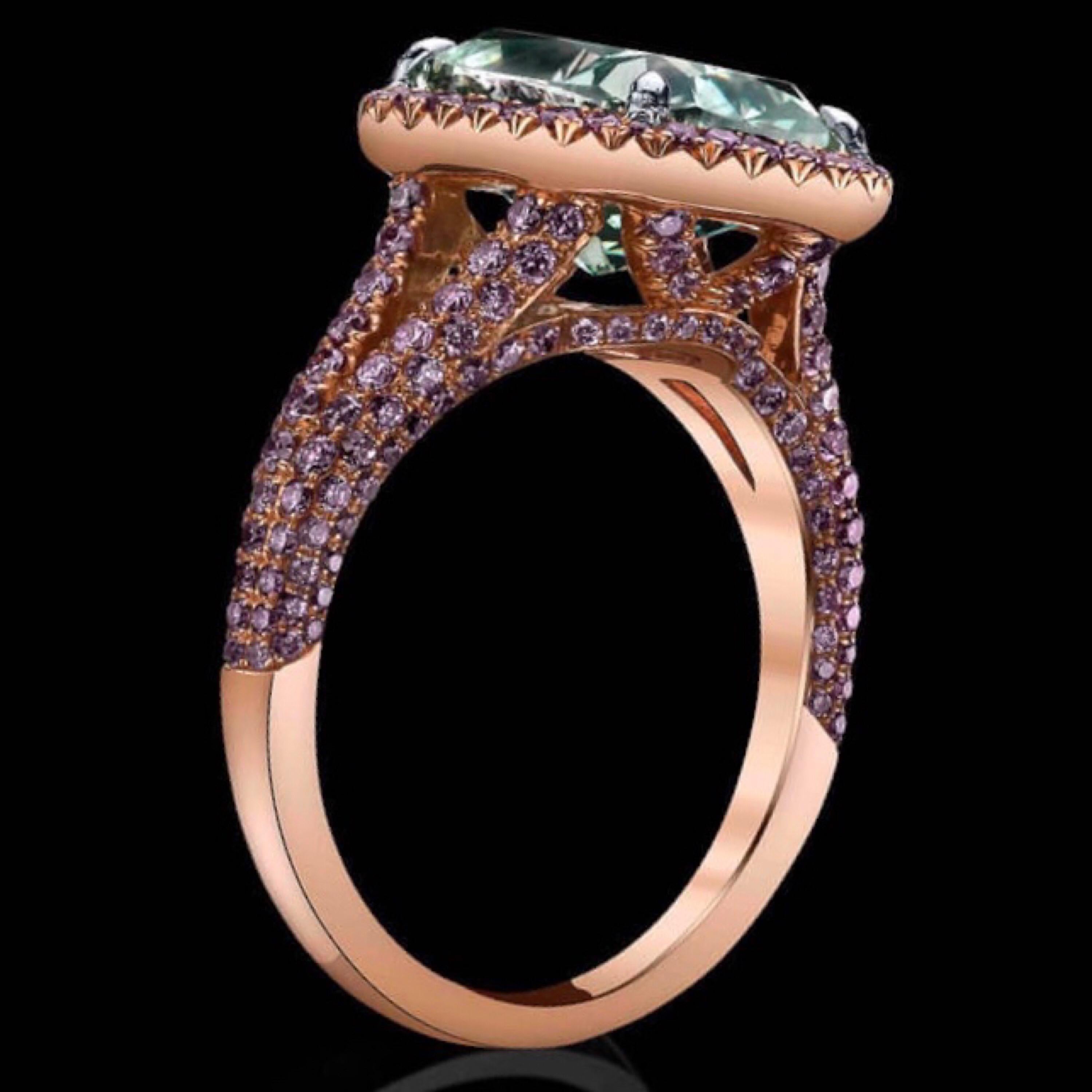 Cushion Cut Emilio Jewelry GIA Certified Natural Fancy Intense Green Diamond Ring