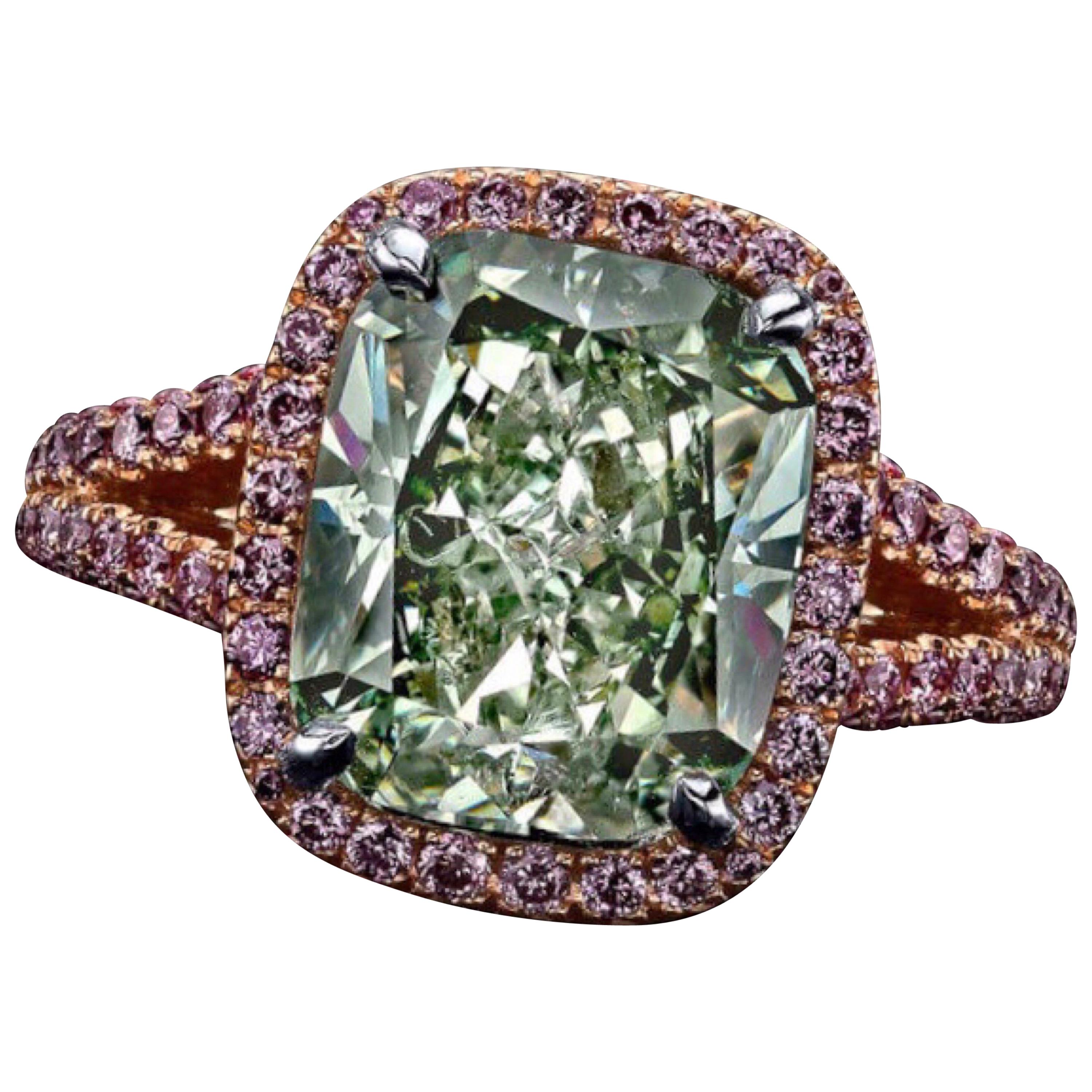 Emilio Jewelry GIA Certified Natural Fancy Intense Green Diamond Ring