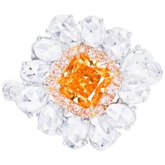 Emilio Jewelry GIA Certified Natural Fancy Vivid Orange Diamond Ring