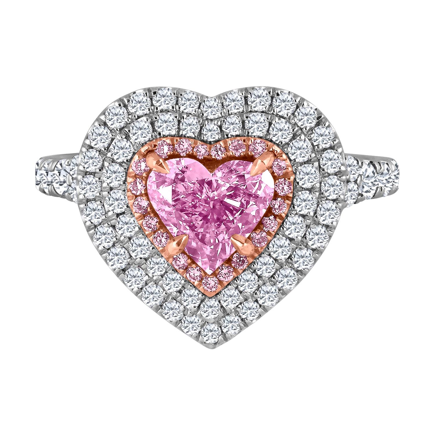 Emilio Jewelry GIA Certified Natural Heart Shape Pink Diamond Ring