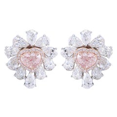 Emilio Jewelry GIA Certified Natural Pink Heart Stud Diamond Earrings