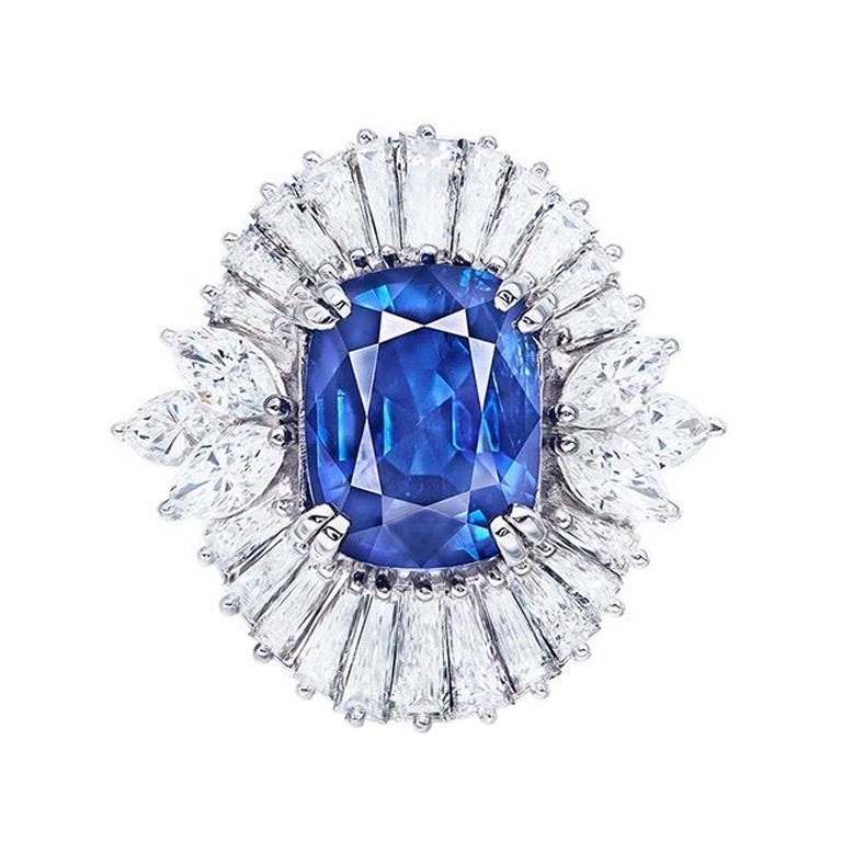 Emilio Jewelry, bague saphir de Birmanie certifié GIA, sans chaleur