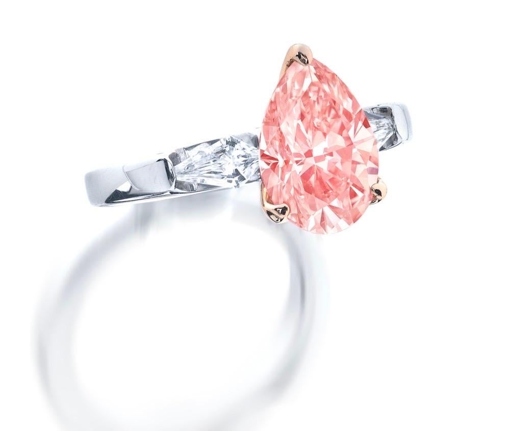 Pear Cut Emilio Jewelry Gia Certified Orange Pink Diamond Ring