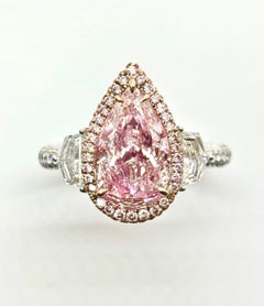 Emilio Jewelry Gia Certified Pear Shape Pink Diamond Ring