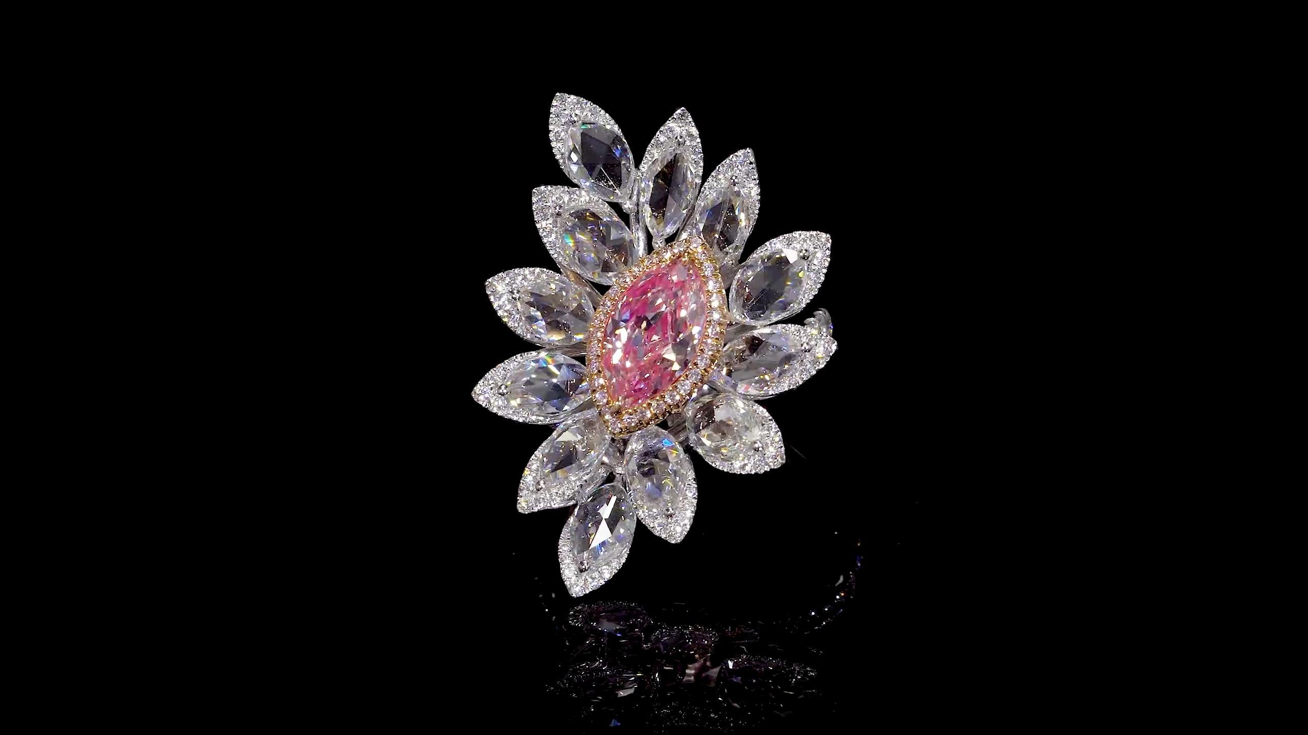 Marquise Cut Emilio Jewelry GIA Certified Pink Diamond Suite  For Sale